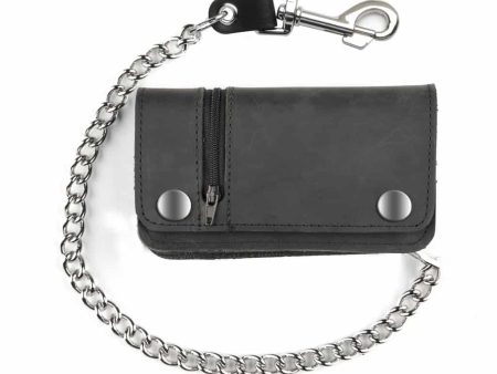 6  Side Zipper Leather Wallet w  Chain Fashion