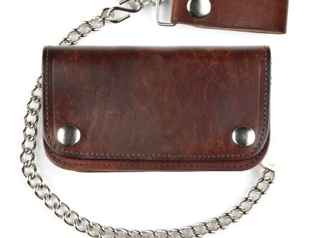 6  Antique Leather Wallet w  Chain on Sale