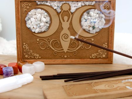 Moonstone Moon Goddess Wood Box 5 x 7  Fashion