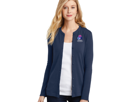 Ladies Navy Stretch Button Front Cardigan Discount