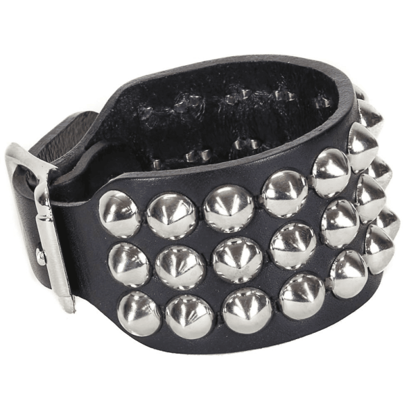 3 Row Cone Stud Leather Wristband Supply