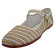 Yellow Stripe Cotton Mary Jane Shoes Online