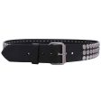 3 Row Flat Round Stud Leather Belt Discount