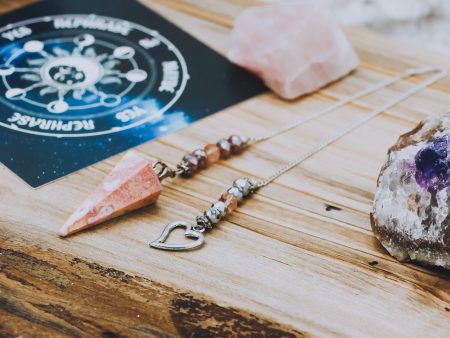 Rhodonite Pendulum with Heart Pendulum Chain Hot on Sale