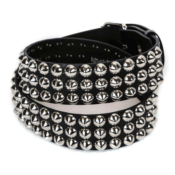 3 Row Conical Studded Leather Belt For Sale