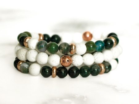 Nature s Healing Moss Agate 3pc Bracelet Discount