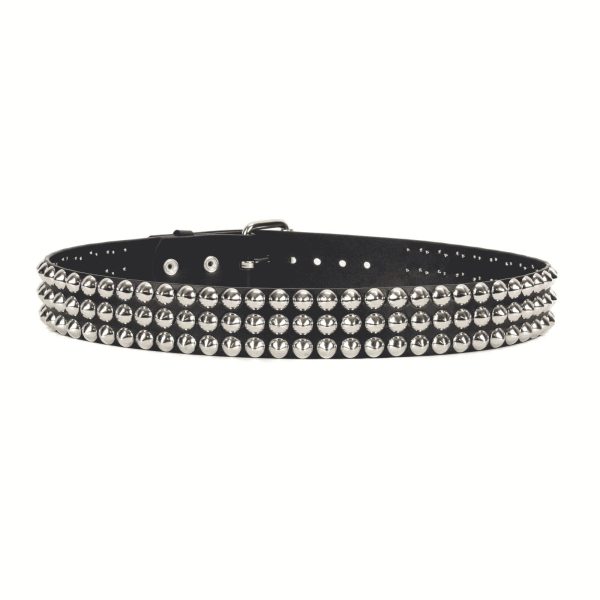 3 Row Conical Studded Leather Belt For Sale