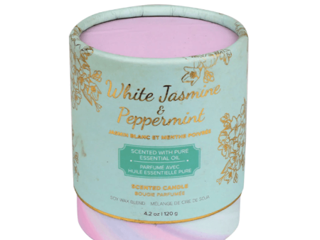 White Jasmine and Peppermint Soy Candle Scented with Essential Oils Cheap