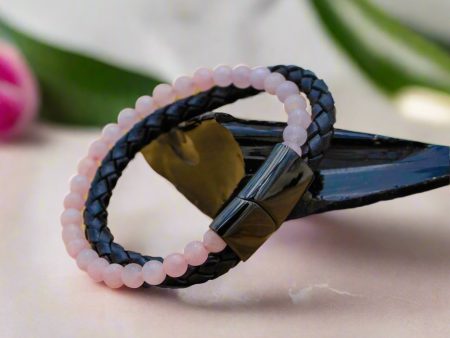 Loving Rose Quartz Leather Bracelet – Wrap Yourself in Compassion and Love Hot on Sale