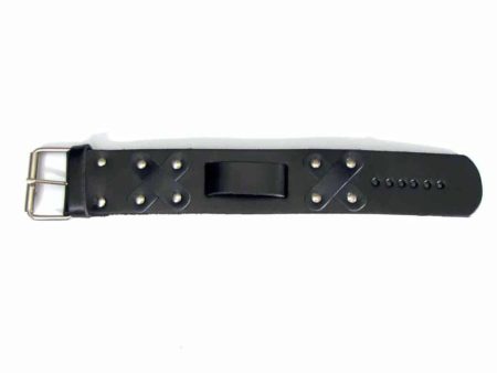 X  Studded Black Leather Watchband For Sale