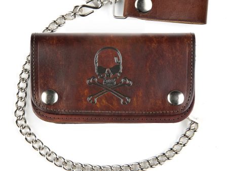 6  Skull Crossbones Leather Wallet w  Chain Online Hot Sale