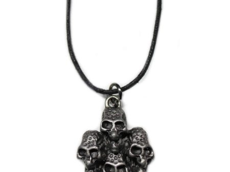 4 Bundled Metal Skulls Necklace For Sale