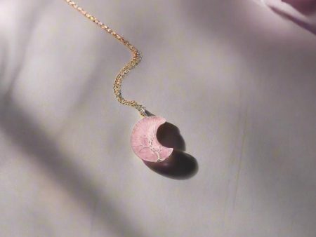 Rose Quartz Crescent Moon Gemstone Necklace – Love, Comfort, and Healing Energy on Sale