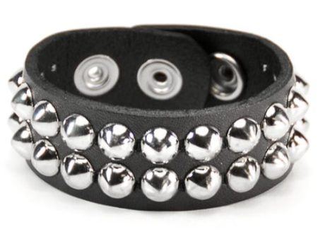 2 Row Cone Stud Wristband Hot on Sale