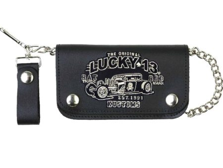 Lucky 13 Wallet Rat Rod 6  Bi-Fold w Chain For Cheap