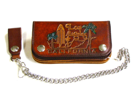 6” Los Angeles Antique Leather Wallet w  Chain Supply