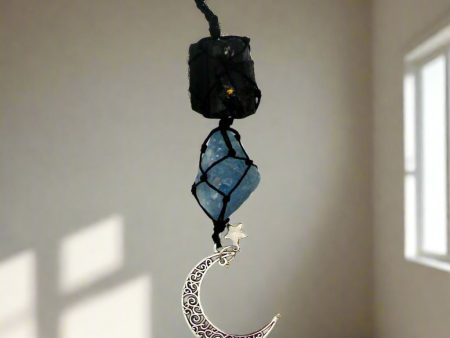 Peaceful Crescent Moon Gemstone Hanging Charm – Grounding Energy for Inner Peace Cheap