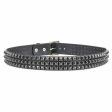 3 Row Black Pyramid Studded Belt For Discount