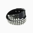 3 Row Flat Round Stud Leather Belt Discount