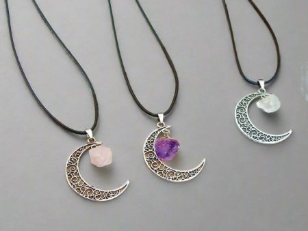 Crescent Moon Gemstone Necklace – Embrace the Moon’s Healing Energy For Sale