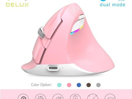 Delux M618 Mini 4.0+2.4GHz Wireless Vertical Mouse Online Hot Sale