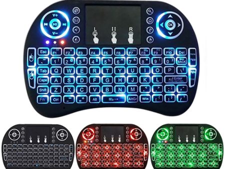 I8 2.4GHz Wireless Mini Touch-pad and Keyboard with 3-Colors Back-light For Discount